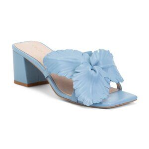 CECELIA NEW YORK Leather Happy Floral Applique Heeled Sandals
